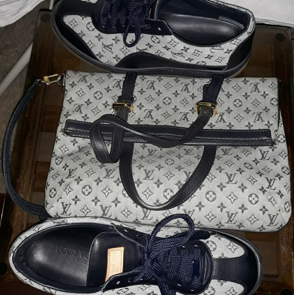 Louis Vuitton purse and tennis shoe